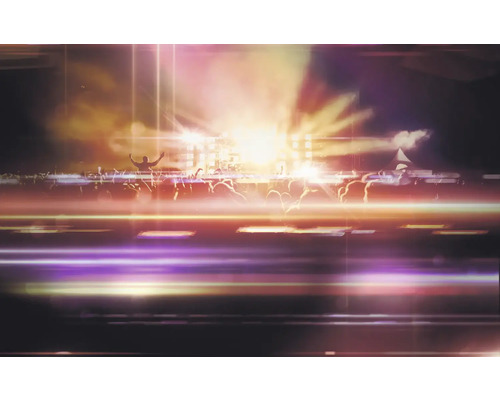 Konzertatmosphäre mit jubelnder Menschenmenge vor der Bühne