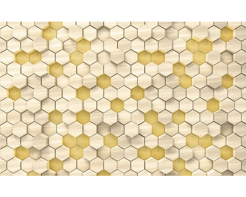 Dekorative Holz- und Gold-Sechseck-Wandpaneele