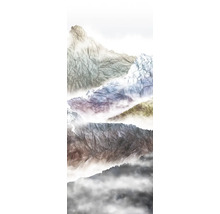 Abstraktes Bergpanorama mit zerknitterter Papierstruktur