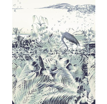 Dekoratives Wandbild mit tropischen Pflanzen und einem Flamingo