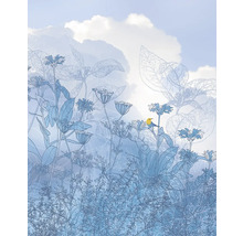 Dekorative Tapete mit Pflanzen, Blumen und Vogel