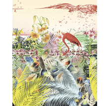 Dekoratives Wandbild mit Blumen, Federn und Flamingo-Motiven