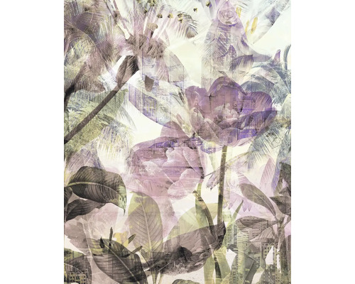 Dekorative Wandgestaltung mit Pflanzenmotiven und Gebäudeansichten