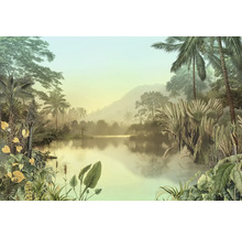 Tropische Landschaft mit See und dichter Vegetation