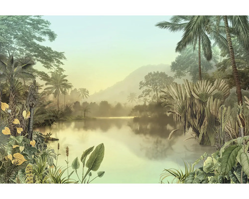 Tropische Landschaft mit See und dichter Vegetation