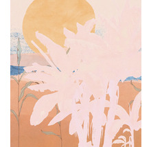 Illustration einer Küstenlandschaft mit Sonne und Vegetation