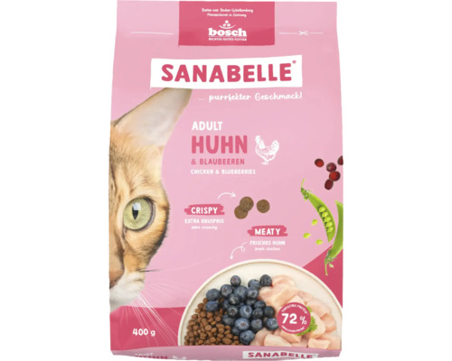 Katzenfutter trocken SANABELLE Adult Huhn 400 g Sanabelle Adult Huhn und Blaubeeren Katzenfutter, 400 Gramm Packung