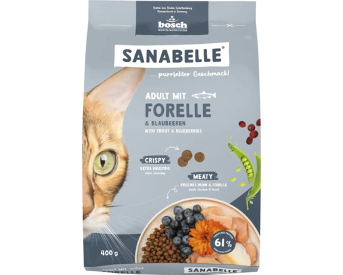 Katzenfutter trocken SANABELLE AdultForelle 400 g Sanabelle Adult mit Forelle & Blaubeeren Katzenfutter, 400 Gramm Packung