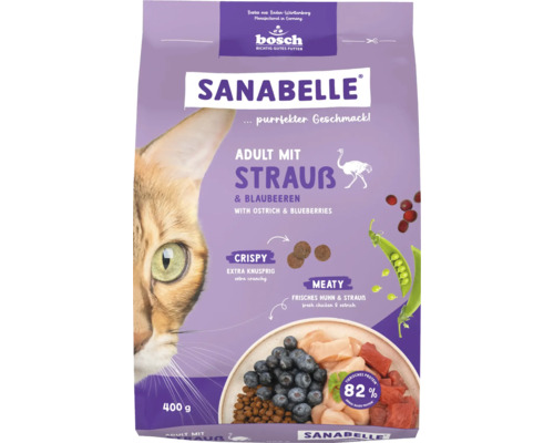 Katzenfutter trocken SANABELLE Adult Strauß 400 g Sanabelle Adult mit Strauß und Blaubeeren Katzenfutter, 400 Gramm Packung