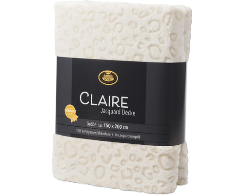 Claire Jacquard Decke, circa 150 x 200 Zentimeter, aus 100 Prozent Polyester in Leopardenoptik