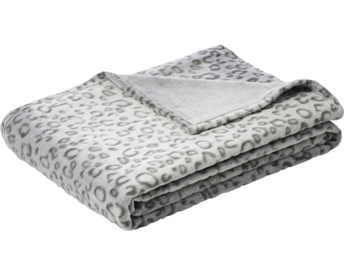 Graue Fleecedecke mit Leopardenmuster
