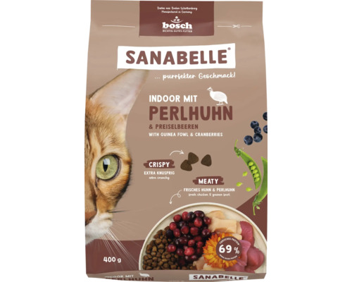 Katzenfutter trocken SANABELLE Indoor Perlhuhn 400 g Sanabelle Indoor mit Perlhuhn Katzenfutter, 400 Gramm Packung