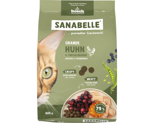 Katzenfutter trocken SANABELLE Grande Huhn 400 g Sanabelle Grande Huhn Katzenfutter mit Huhn und Preiselbeeren in 400 Gramm Packung