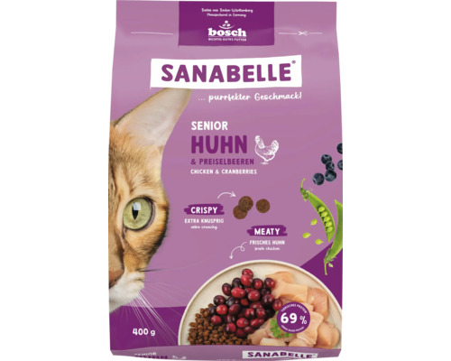 Katzenfutter trocken SANABELLE Senior Huhn 400 g Sanabelle Senior Huhn und Preiselbeeren Trockenfutter für Katzen, 400 Gramm Packung
