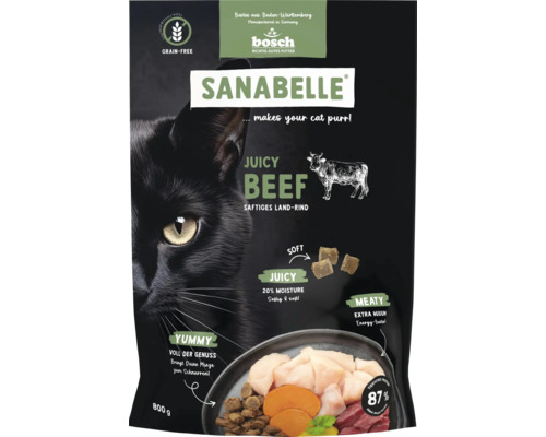 Katzenfutter trocken SANABELLE JuicyLand Rind 80 0g Sanabelle Adult Juicy Beef Katzentrockenfutter, getreidefrei, mit Rind