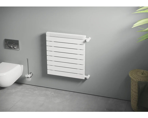 Modernes Badezimmer mit weißem Heizkörper und Toilette