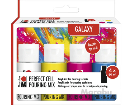 Marabu Perfect Cell Pouring Mix Galaxy 4x 60 ml Marabu Perfect Cell Pouring Mix Galaxy, Acrylfarben Set
