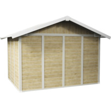 Gartenhaus mit Holzwänden und Satteldach