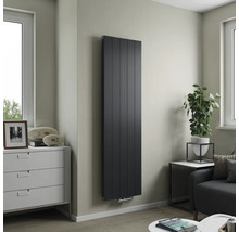 Modernes Wohnzimmer mit vertikal montiertem Paneelheizkörper