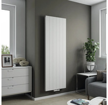 Modernes Wohnzimmer mit vertikalem Heizkörper an der Wand