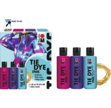 Marabu Tie Dye Ink Batikfarben Set mit Gummibändern