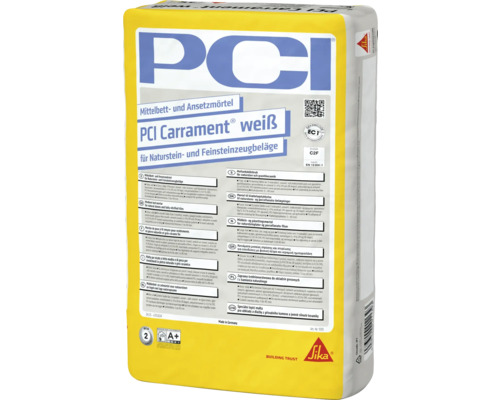 PCI Carrament® Mittelbett- und Ansetzmörtel für Naturwerksteinbeläge weiß C2FE 25 kg PCI Carrament Mittelbett- und Ansetzmörtel für Naturstein- und Feinsteinzeugbeläge im Sack