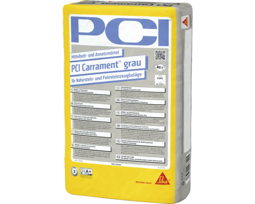 PCI Carrament® Mittelbett- und Ansetzmörtel für Naturwerksteinbeläge grau C2FE 25 kg PCI Carrament grau Mittelbett- und Ansetzmörtel Sack