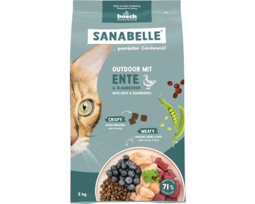 Katzenfutter trocken SANABELLE Outdoor Ente 2 kg Sanabelle Trockenfutter Outdoor mit Ente und Blaubeeren, 2 Kilogramm