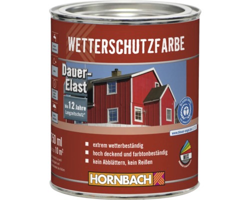 Wetterschutzfarbe im Metalleimer mit Hornbach Logo