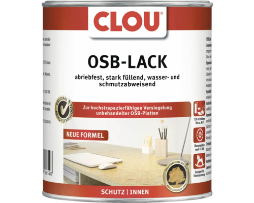 CLOU OSB-Lack seidenglänzend farblos 750 ml Clou OSB-Lack Dose für den Innenbereich