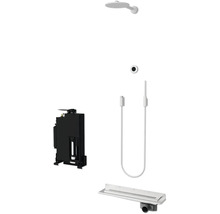 Duschsystem mit Duschkopf, Armatur, Brausegarnitur und Duschrinne
