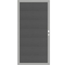 Graue Außentür mit Rahmen