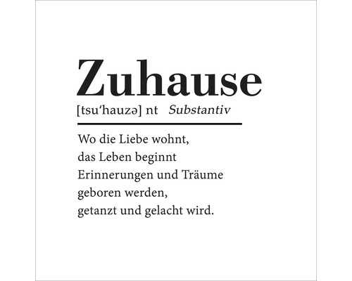 Glasbild Zuhause II 20x20 cm