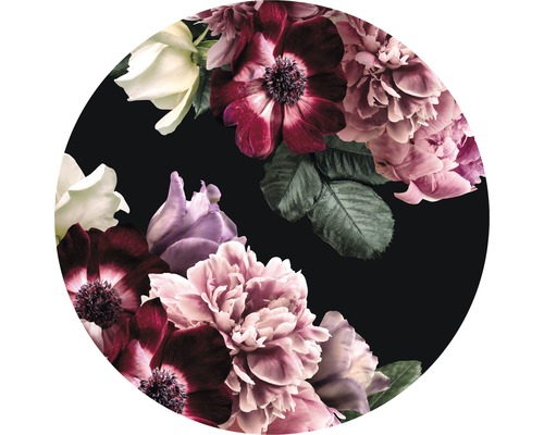 Glasbild Flowers III Ø 20 cm Kreisförmiges Dekor mit Blumenmuster