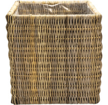 Quadratischer Pflanztopf aus Rattan mit Folie