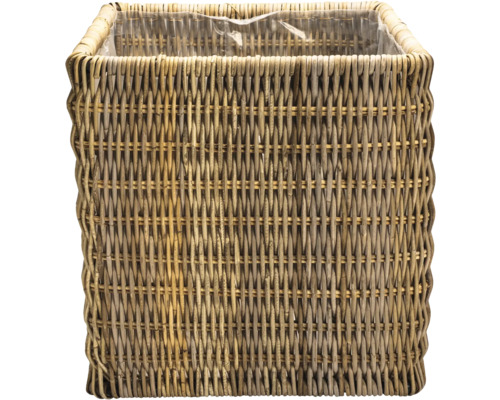 Pflanzkorb Leah Naturfaser 58 x 58 x 58 cm grau Quadratischer Pflanztopf aus Rattan mit Folie