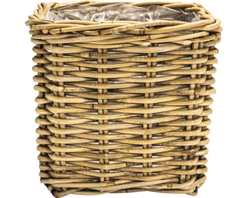 Pflanzkorb Leah Bali Naturfaser 38 x 38 x 37 cm grau braun Übertopf aus Rattan mit Kunststoffeinsatz