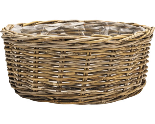 Pflanzkorb Leah Sanur Naturfaser Ø 23 cm H 10 cm grau braun Korb aus geflochtenem Material mit Kunststoffeinsatz