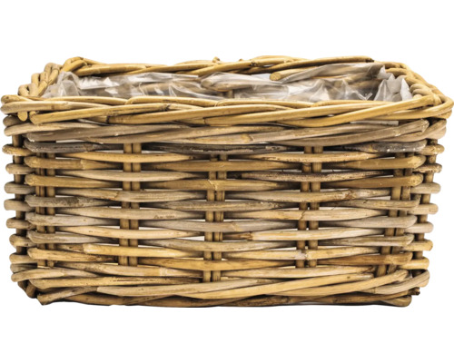 Pflanzkorb Leah Pure Naturfaser 28 x 15 x 15 cm grau braun Blumenkorb aus Rattan mit Folieneinsatz