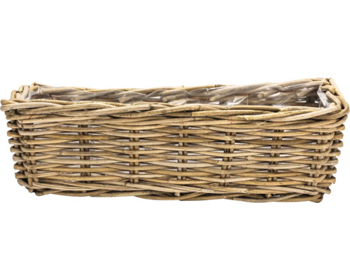 Pflanzkorb Leah Pure Naturfaser 48 x 15 x 15 cm grau braun Rechteckiger Pflanzkorb aus Rattan