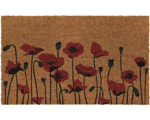 Kokosmatte Mohnblüte 45x75 cm Fußmatte aus Kokosfaser mit Mohnblumenmuster