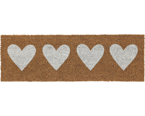 Fußmatte aus Kokosfaser mit Herzmotiven