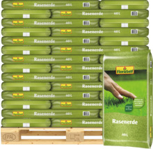 Palette mit FloraSelf Rasenerde, 40 Liter Säcke