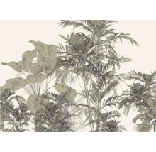 Illustration von Palmen und tropischen Pflanzen auf Tapete