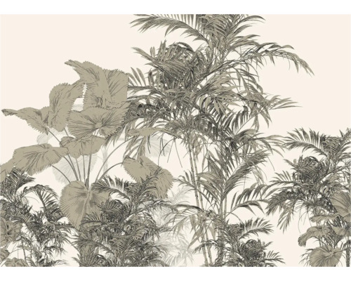 Illustration von Palmen und tropischen Pflanzen auf Tapete