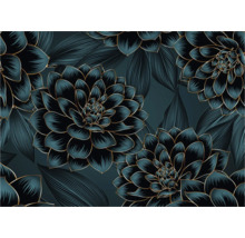 Blumenmuster-Tapete mit Dahlien und Blättern