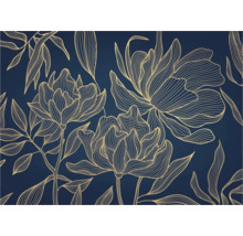 Abstraktes Blumenmuster mit goldenen Linien