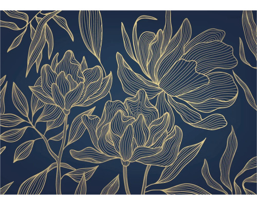 Abstraktes Blumenmuster mit goldenen Linien