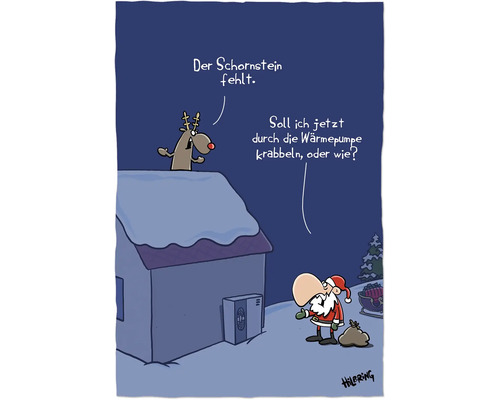 "Cartoon: Rentiere bemerken das Fehlen eines Schornsteins