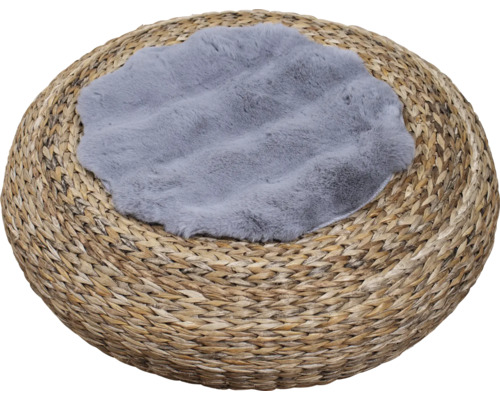 Weidenkorb Katzenbett mit Kunstfellkissen